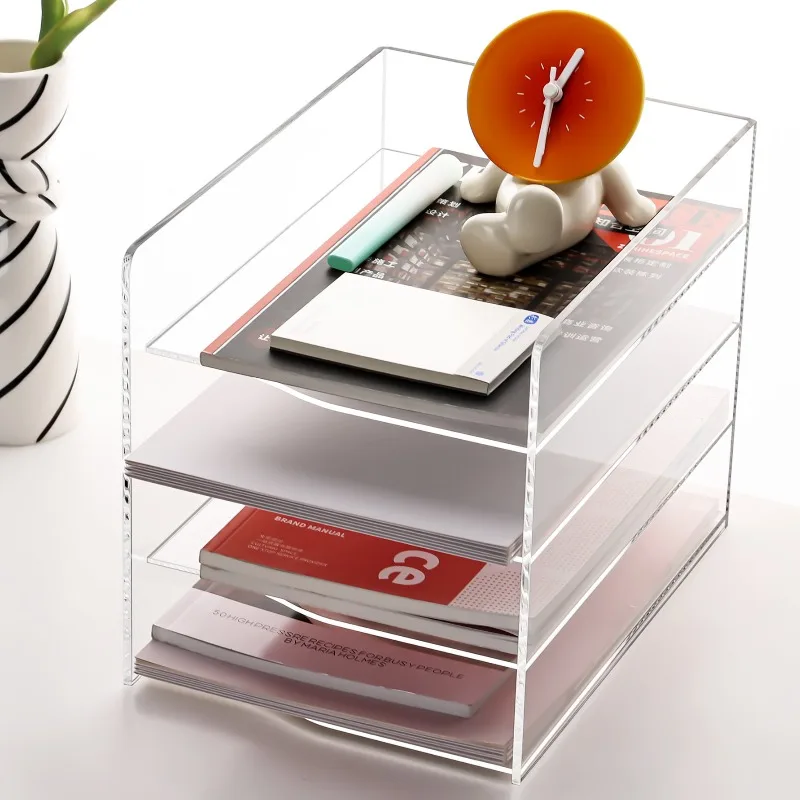 Transparent Desktop File Bin Multifunctional Document Sorter Large Capacity Magazine Organizer Simple Workstation Storage Holder