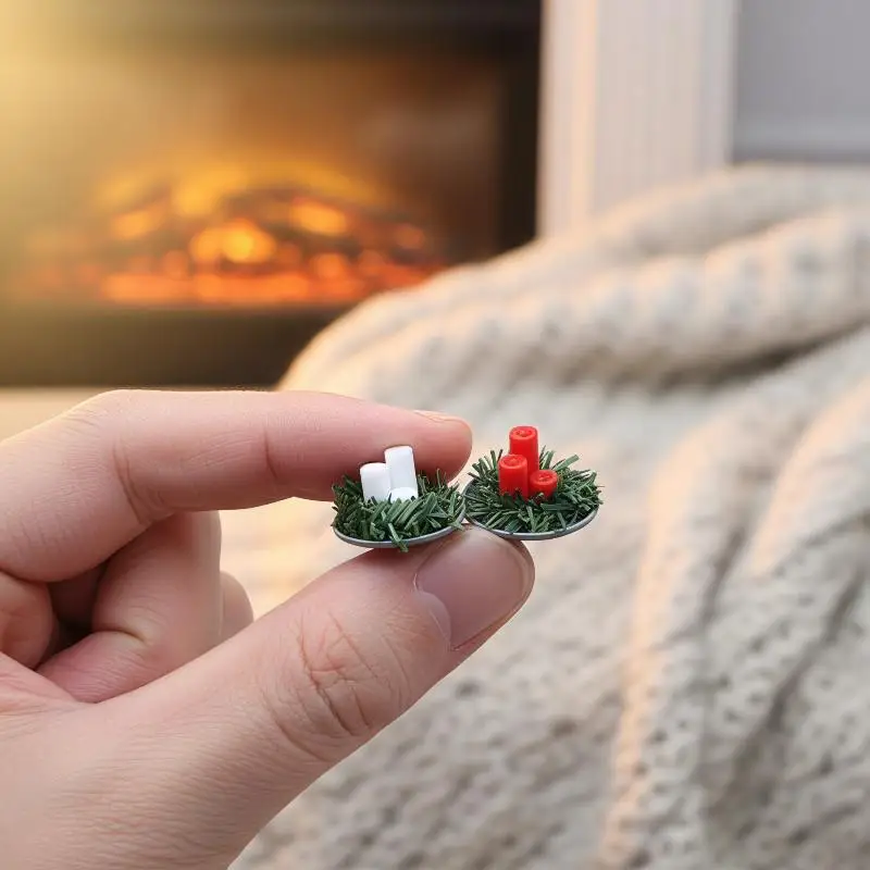 1:12 Mini Dollhouse Christmas Accessories DIY Xmas Scene Ornament Set with Mini Candle Tree for Holiday Hobby Use