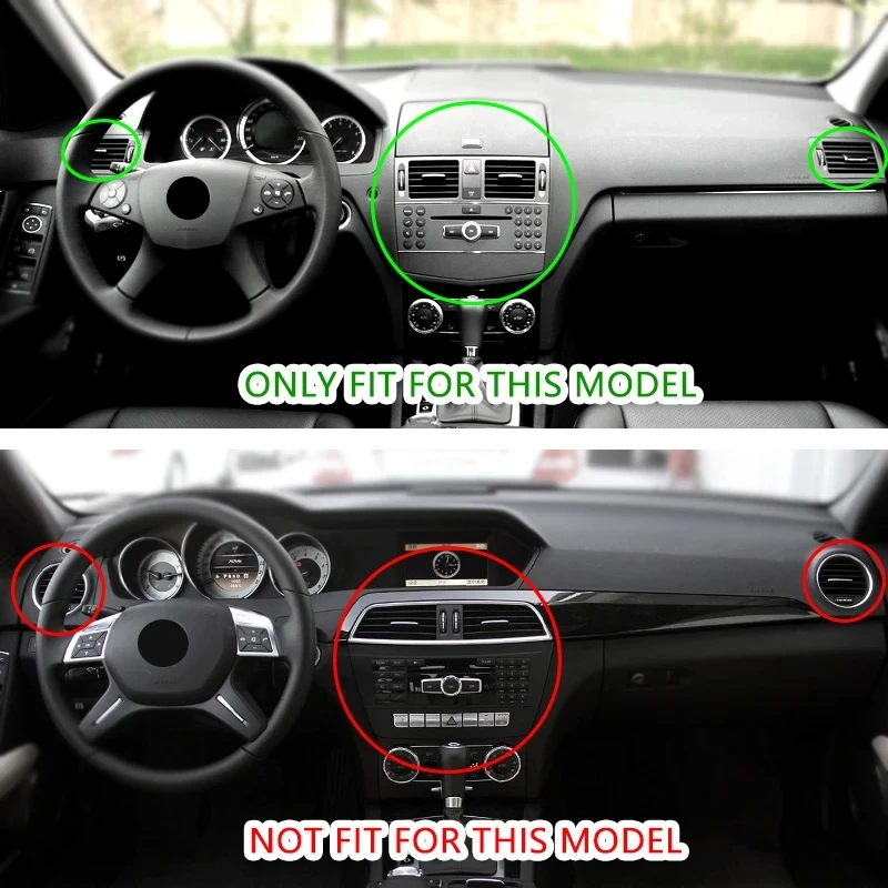 For Mercedes Benz C Class W204 2007 - 2010 Car Carbon Fiber Side / Center Control Air Conditioning Air Vent Outlet Cover Trim - Image 3