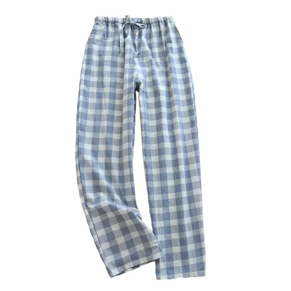 Men Flannel Mens Sleep All Homewear Seasons Nightwear Plaid Bottoms Cotton Trousers Long Clothes Johns Lounge Pajama Pants