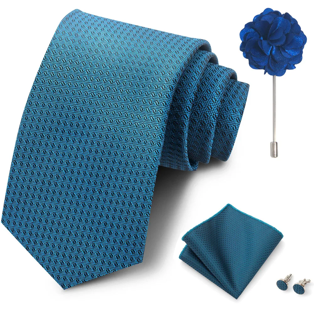 Großhandel Mode 8 cm Krawatten-Set, Krawatte, Einstecktuch, Manschettenknöpfe, Anstecknadel, Lila Paisley, Herren-Krawatten, passend als Geburtstagsgeschenk – Detail 40