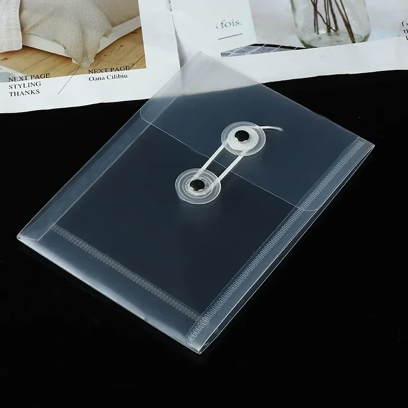 1Pc A6 Mini Winding Transparent File Folder Student Test Paper Office Paper Document Photo Card Waterproof Dustproof Storage Bag