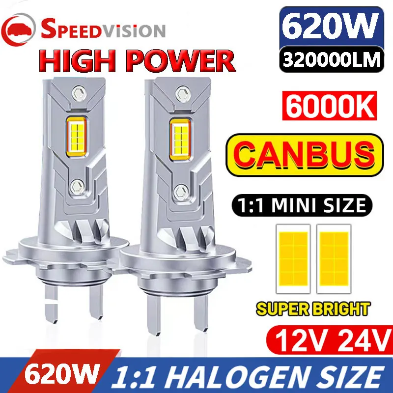 H7 LED Headlights Canbus 320000LM 6000K H4 H11 H1 H8 HB3 9005 HB4 9006 9012 HIR2 H9 3580 CSP 1: 1 Mini Diode Car Lights 12V 24V