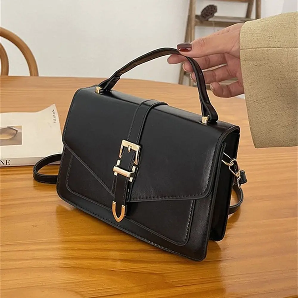 Solid Color Messenger Shoulder Bag Stylish PU Leather Crossbody Bag Sling Bag Women Ladies