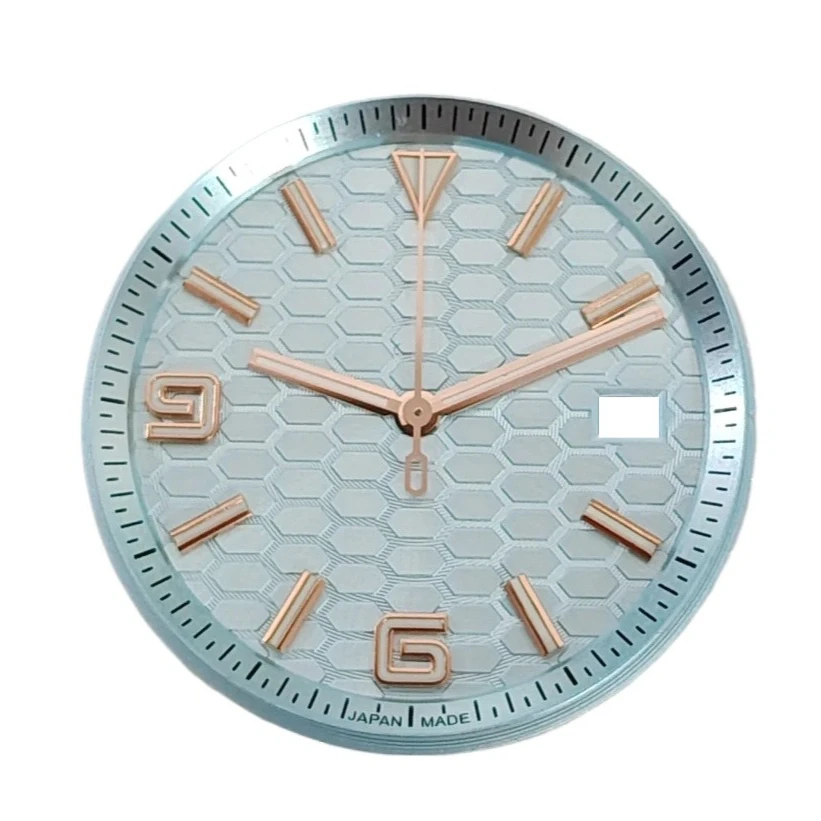 For NH35 33.8mm Dial Rose Gold Markers Honeycomb Motif Watch Dial for NH35/NH36/7S Movement Case Parts