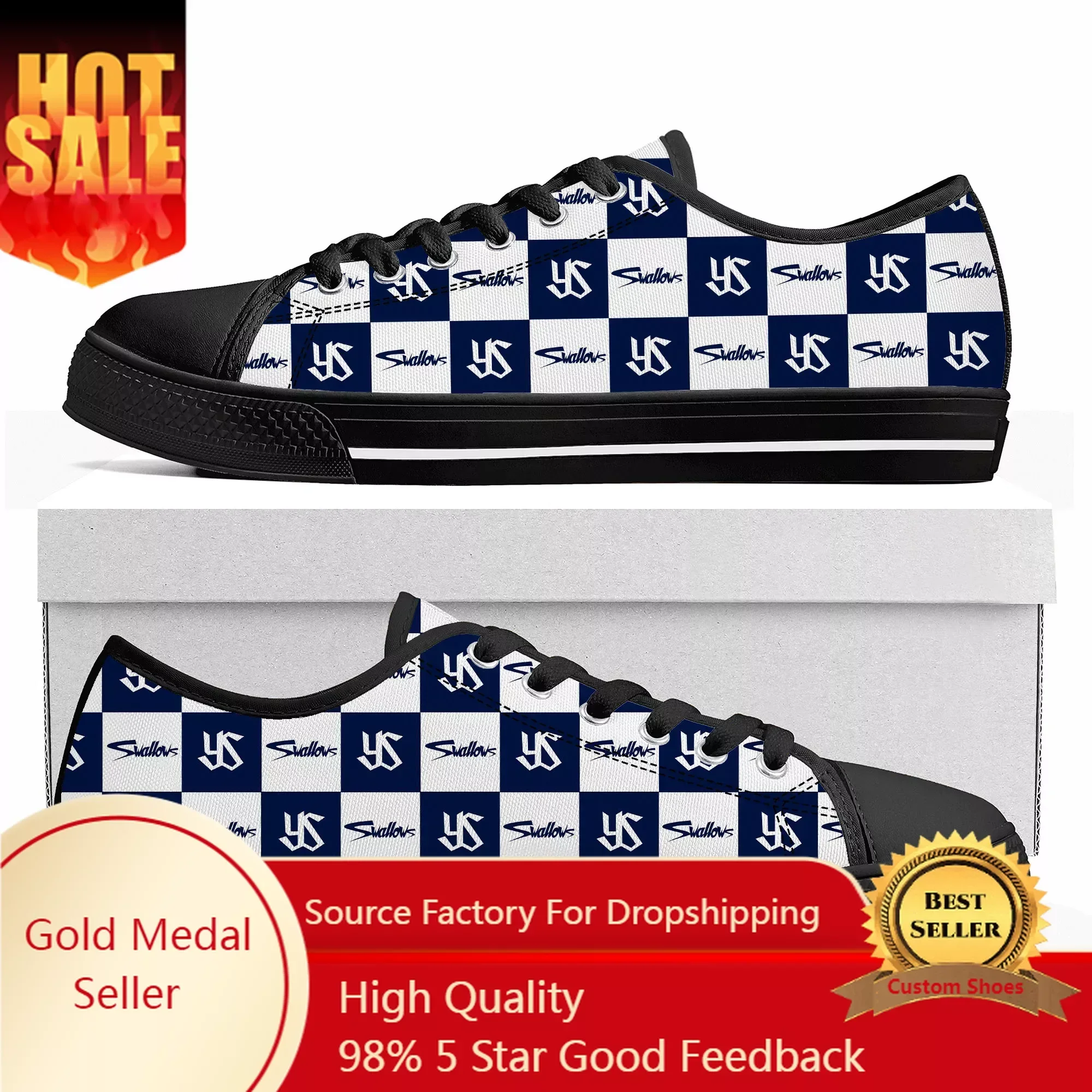 スワローズ baseball Low Top Sneakers Mens Womens Teenager Canvas High Quality Sneaker Casual Custom Made Shoes Customize DIY Shoe