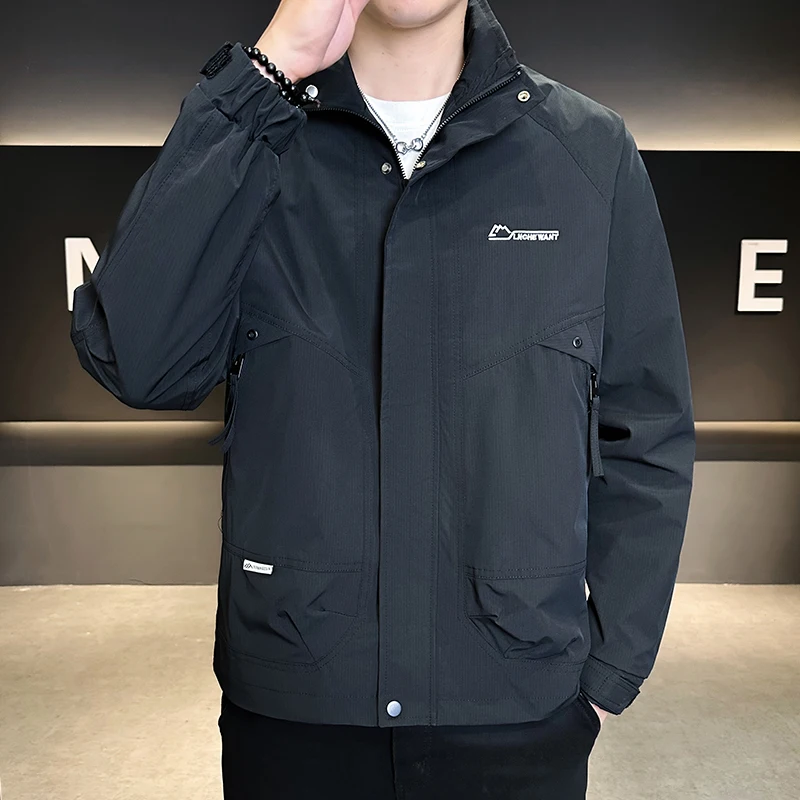 

Trendy Stand Collar Jaet for Men Loose Casual Outerwear Long Sve Zipper Teenage New Faion Simple Autumn Winter Coat