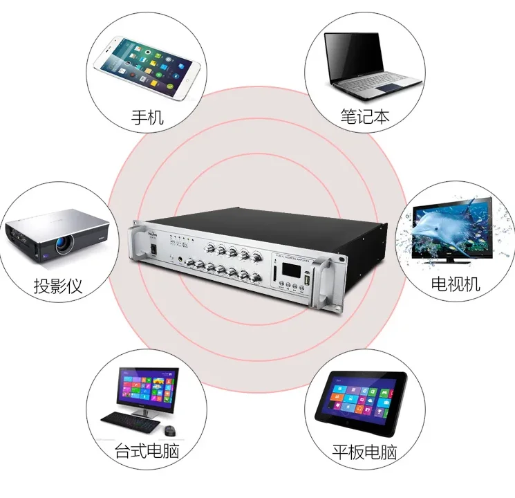 عالية الطاقة بلوتوث 150 واط الجهد المستمر مكبر كهربائي الكمبيوتر الحرم الجامعي نظام العناوين العامة خمسة منطقة مكبر كهربائي