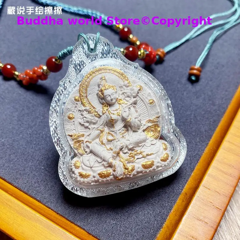 Blessing talisman Holy manna tsha-tsha THE TARA PUSA Guarding Tangka Amulet Monk Master offering Blessing efficacious sat-chaya
