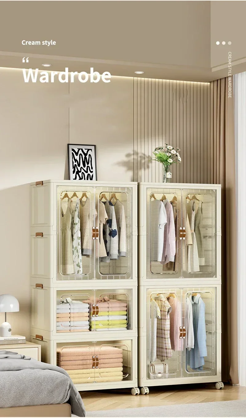 %Large Folding Box Installation-free Storage Closet Cabinet Children's Wardrobe Home Living Room