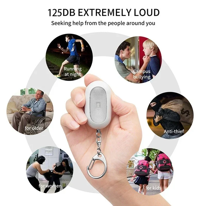Personal Security Alarm with LED Light Women Self Defense Siren Safety Alarm Keychain