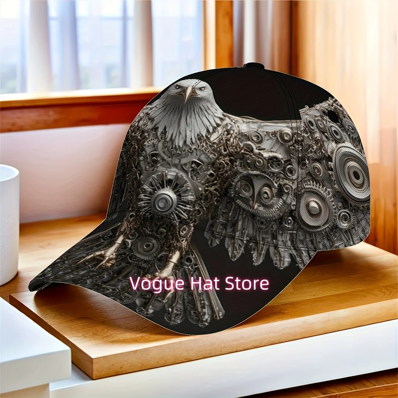 1pc of a Steampunk Mechanical Eagle Themed Baseball Cap - a Unisex Adjustable Duckbill Hat Featuring a Design with Gears And Cog