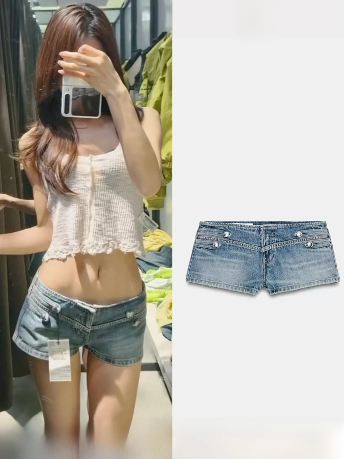 

Spring Summer New Women's Low Waist Casual Denim Shorts Tight Pants Sweet Style Fashionable Versatile Hot Weather Wear