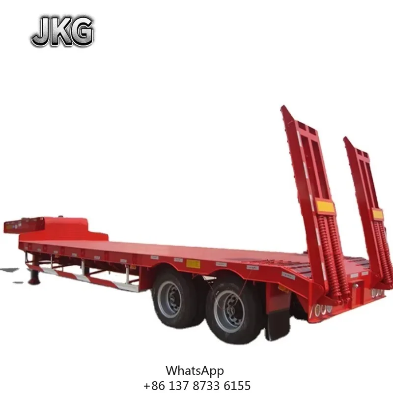 Gran oferta, 3 ejes, 4 ejes, 60, 80, 100 toneladas, cuello de cisne de alta resistencia, cargador bajo, cama baja, remolque Lowboy, semirremolque bajo