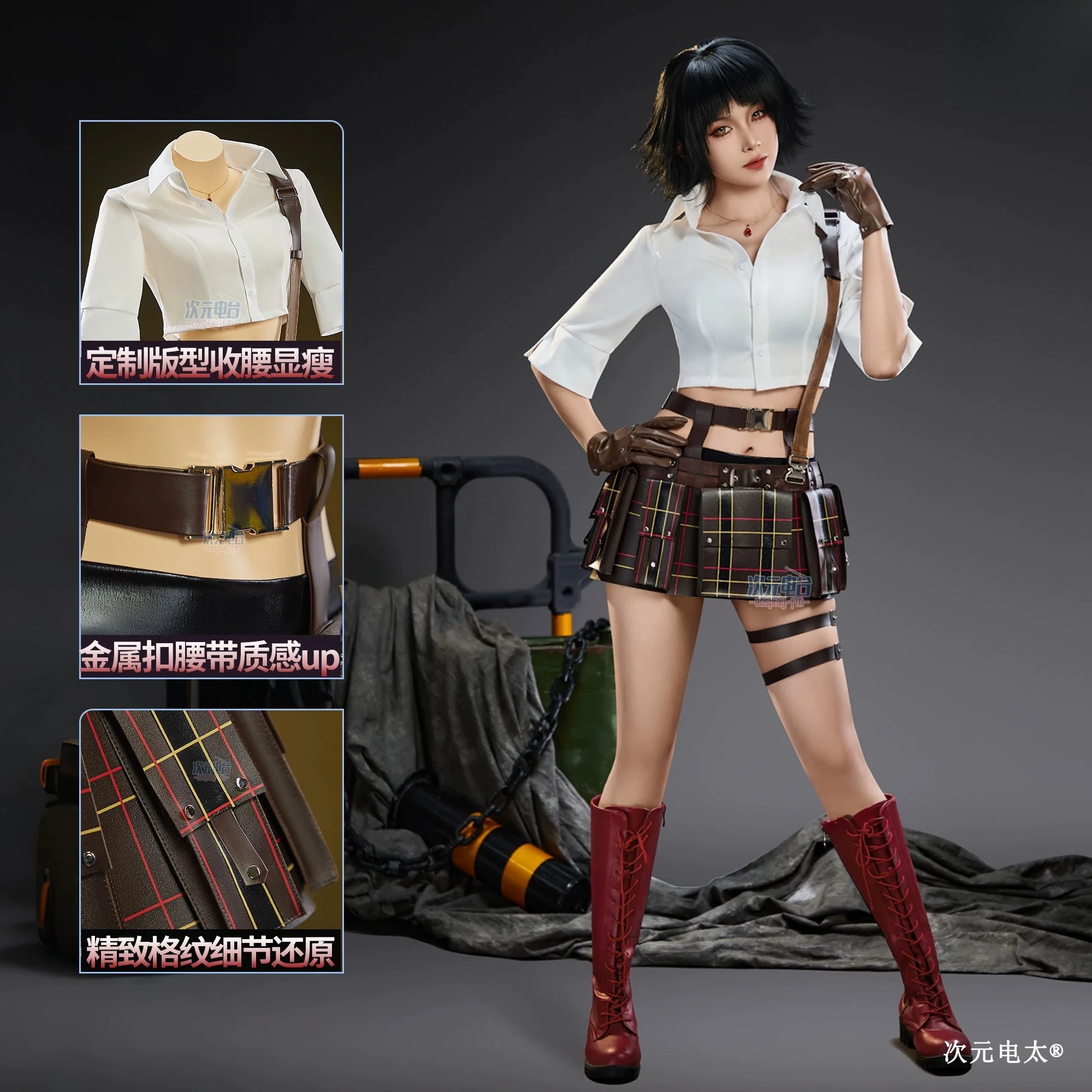 

Devil May Cry Lady Cosplay Costume Women Leather Skirt Outfit Game Full Set Western Style Leather Battle Costume HCos