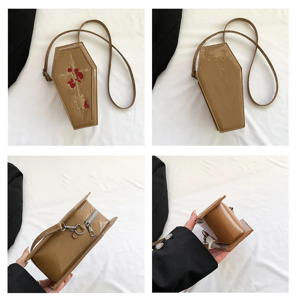 

Women Coffin Satchel Purse Cartoon Gothic Crossbody Bag Versatile Rose Crossbody Pouch Y2K Cellphone Bag Halloween Gift