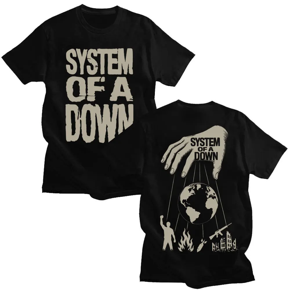 Rock Band System of A Down Wall Tapestry T Shirt Men Women Vintage Gothic T-shirts Oversized Cotton Hip Hop T Shirts Streetwear