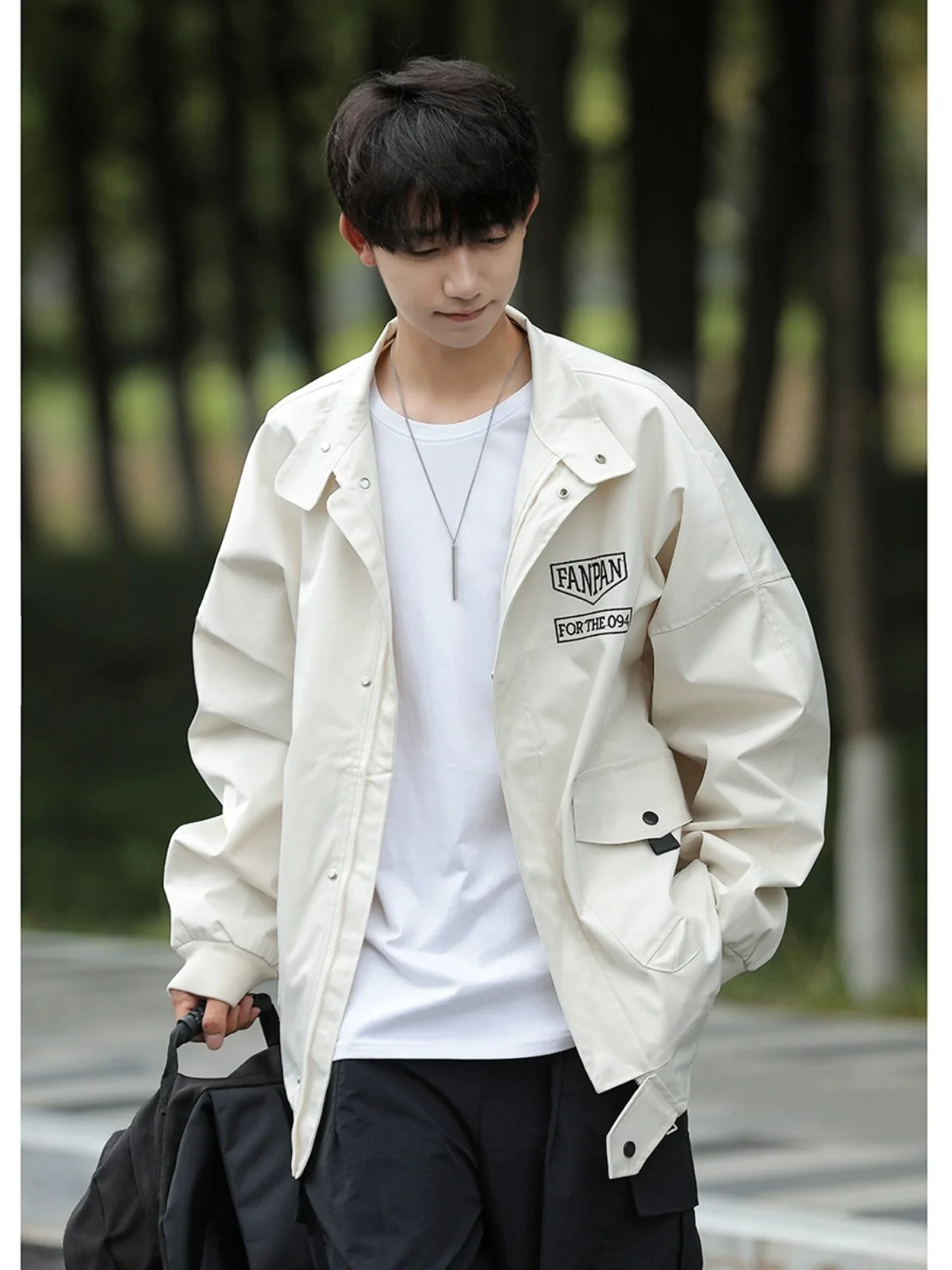 

Men's Spring Autumn Windbreaker Jaet American Sle Flight Coat Functional Cool Design Casual Loose Fit Zipper Decoration