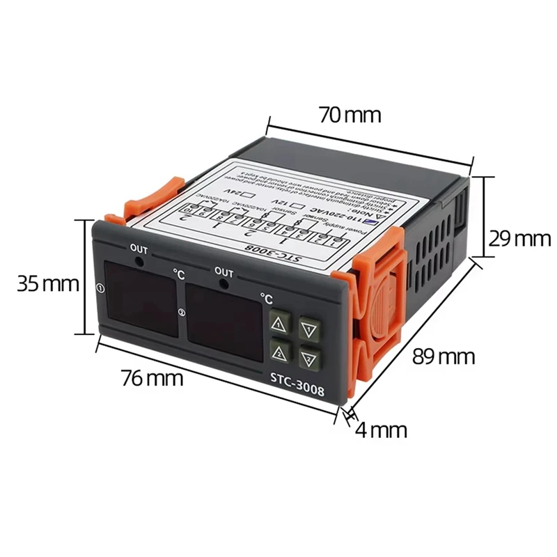 Dual Digital STC-3008 Temperature Controller รีเลย์เอาต์พุตเทอร์โมเครื่องทําความร้อนพร้อม Probe Temperature Controller