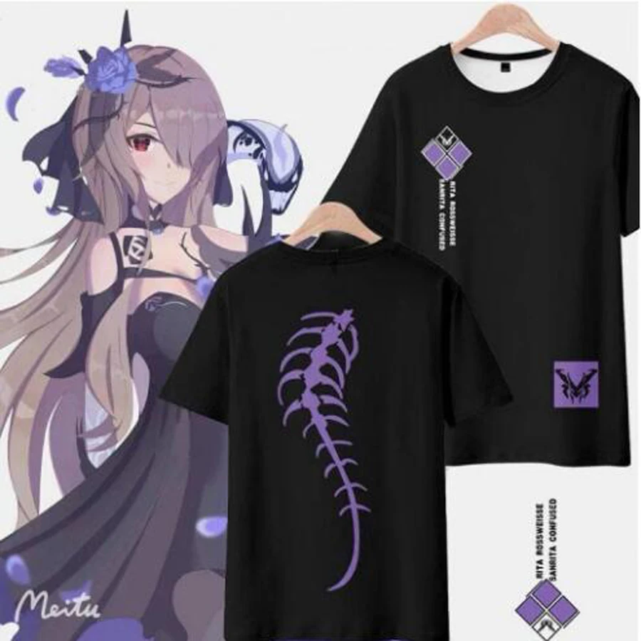 Honkai Impact 3rd Rita Rossweisse 3D T Shirt Women Men Streetwear Hip Hop Summer Short Sleeve Boy girls kids T-shirt Tees Tops