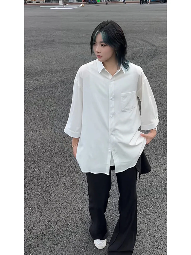 American High Street White irt Men Summer Haome High-End Ice Silk Sun Protection ort Sve Outerwear Cleanfit