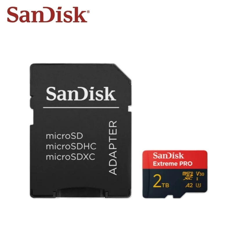 SanDisk 2TB Hochkapazitäts-Micro-SD-Karte MicroSDXC UHS-I Speicherkarte V30 A2 Flash MicroSD-Karten