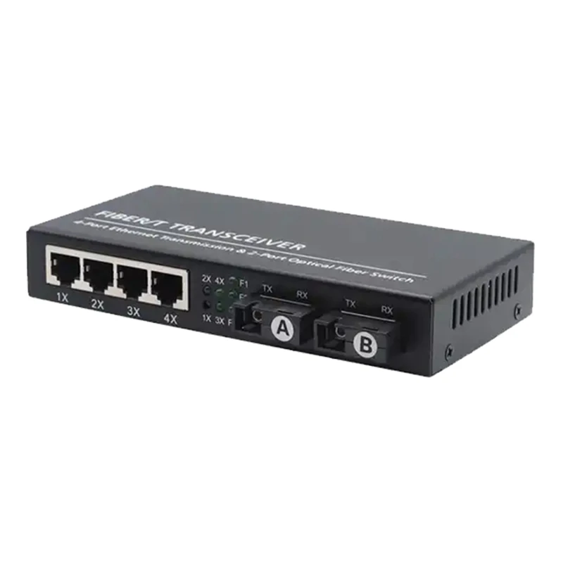 

Gigabit Ethernet Fiber Switch SC Singlemode 20KM 2 SC Fiber 4 RJ45 Port 100/1000M Fiber Optical Media Converter