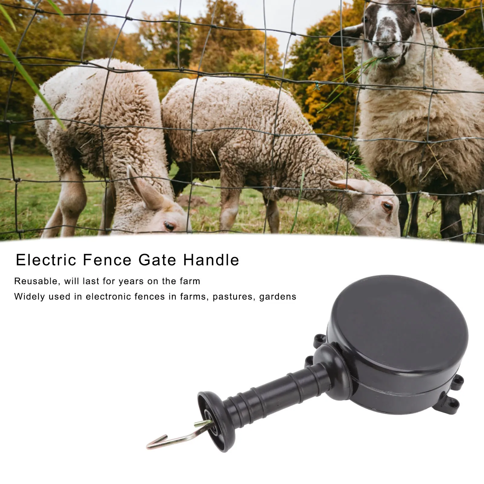 Electric Fence Gate Handle 5M Energizing Rope Retractable Fence Gate Insulated Handle for Farm Garden Electric Fence Gate Handle