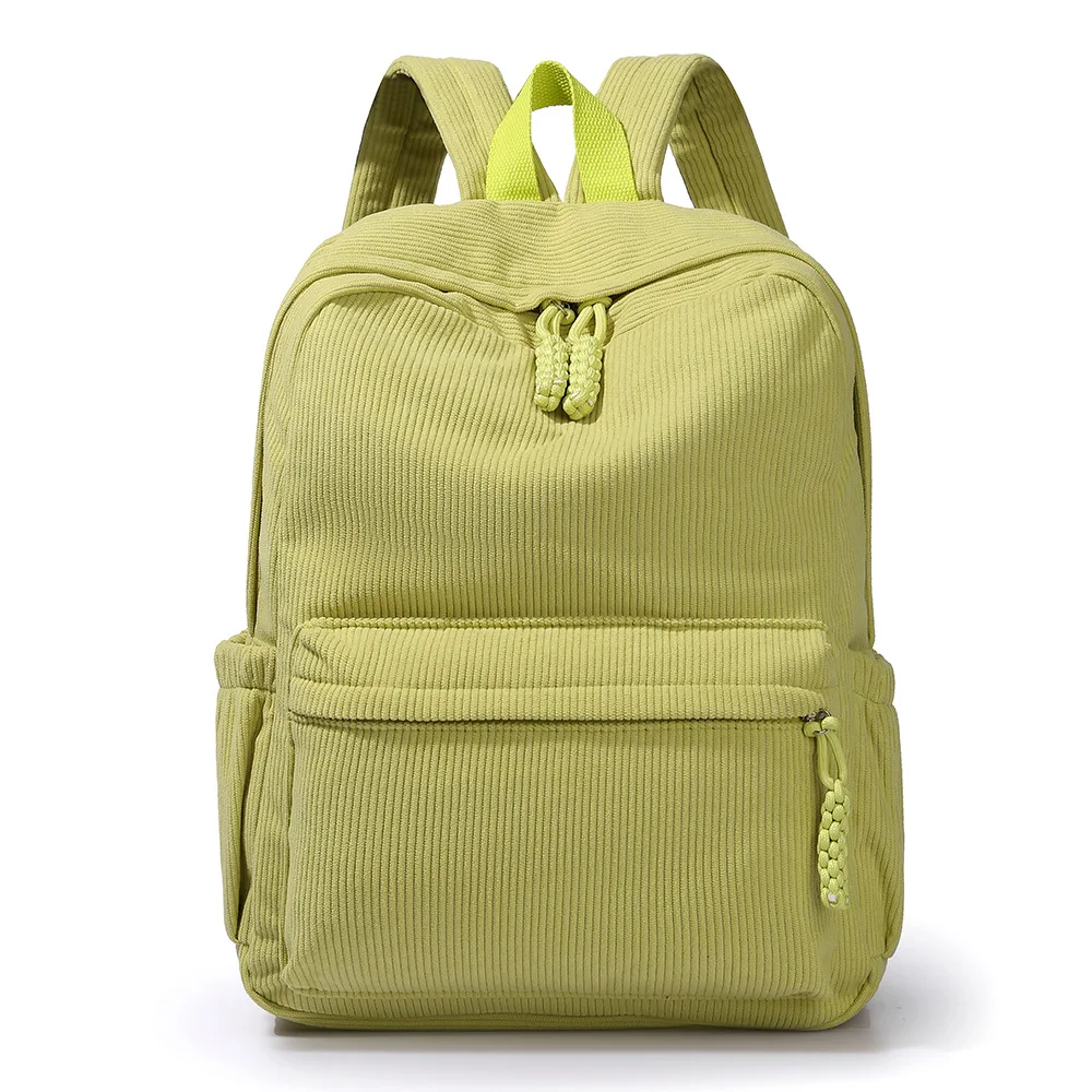 Corduroy Small Backpack Female College Student Backpack Casual Versatile Large Capacity Travel School Bag For Women