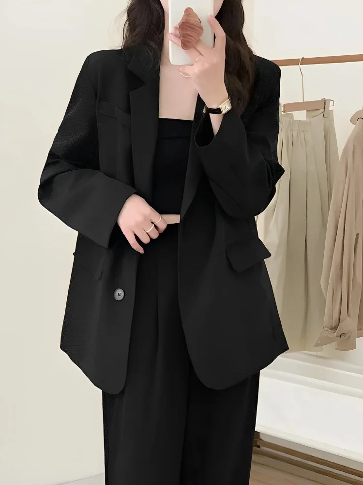 Insozkdg Oversize Black Suit Jacket Women High-End Design Sense Loose Version Commuting  Autumn New High Quality Fashion Coat