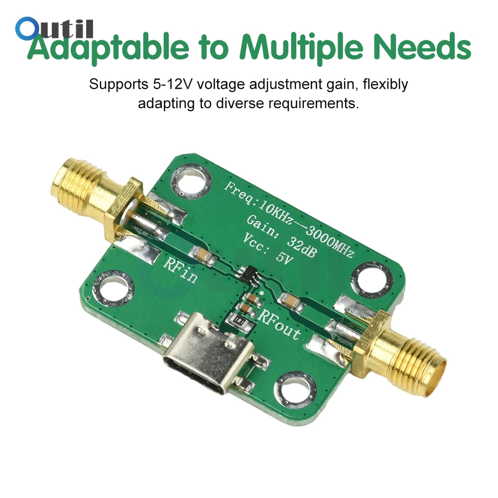 10KHz-3GHz RF Broadband Amplifier Module 32dB Gain Low Noise Medium Power LNA for Signal Generator Auxiliary