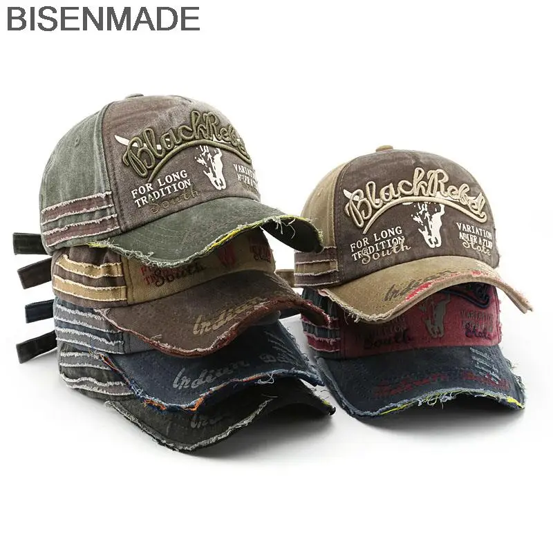 BISENMADE Baseball Cap For Men And Women Fashion Embroidery Caps Denim VINTAGE Snapback Hat Four Seasons Outdoor Sports Hat