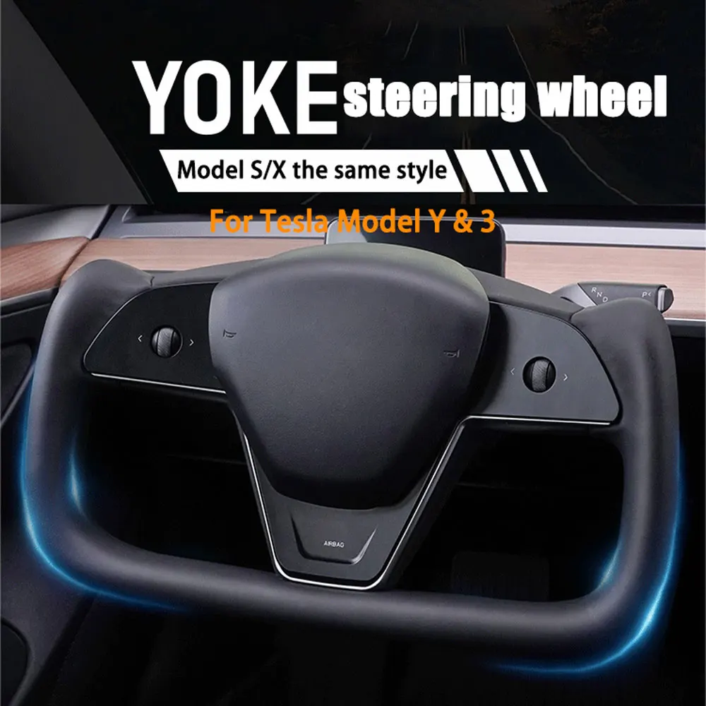 

Yoke Handle Model Y 3 Heating Steering Wheel Model-X-Style For Tesla Personalized Racing Leather Customized Model Y 3 2017-2024