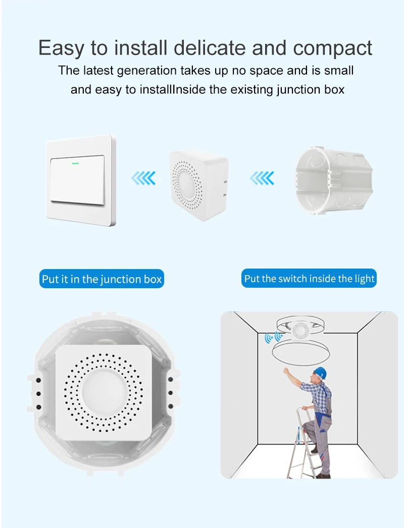 Tuya Mini Smart Switch WiFi 1-2-3-4-Gang-Schalter 16A, kompatibel mit Alexa und Google Assistant Sprachsteuerung – Detail 2