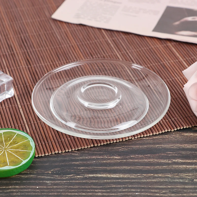 Round Glass Plates Clear Saucers Desktop Cup Mat Heat Resistant Tea Coasters Decor Small Kitchen Accessories