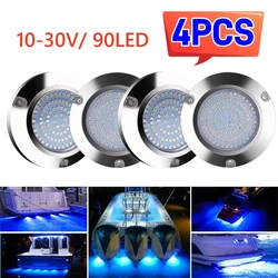 4PCS Underwater Marine Light Subnautica Boat Lighting Sailing Boat Speedboat 90LED 12v 24v 60W Stainless Steel Transom Light