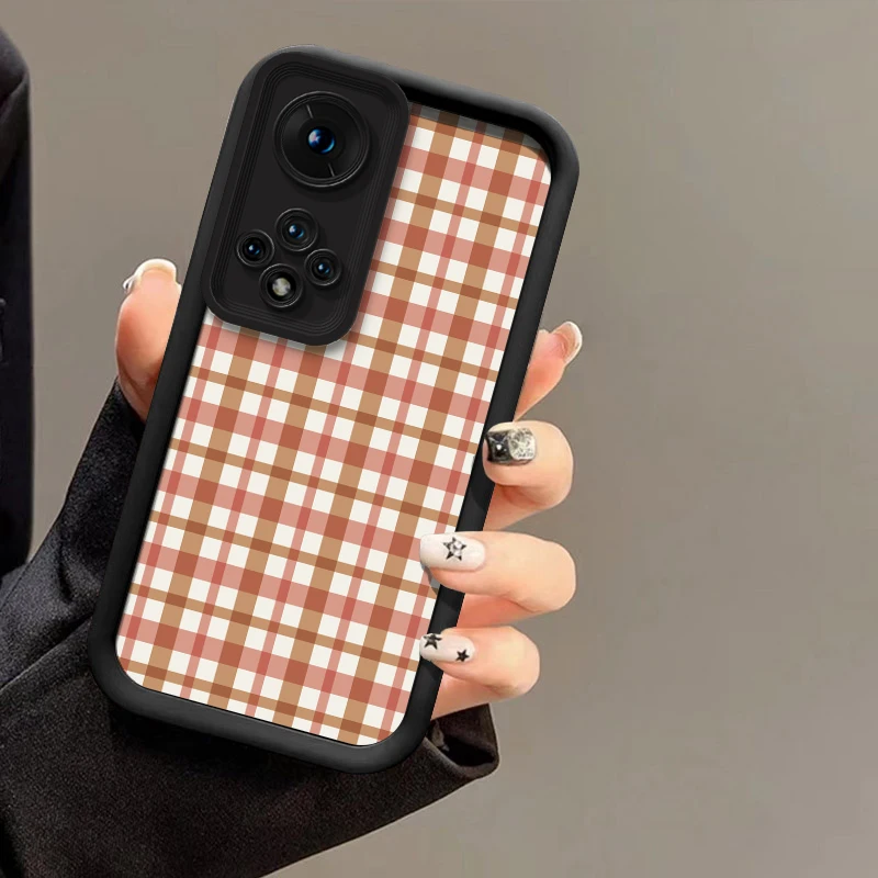 Funda de teléfono con patrón de rejilla para Huawei Nova Y90 Y70 Plus, funda de silicona mate de lujo a prueba de golpes para Nova 5i 7 Pro 7i 10 9 SE