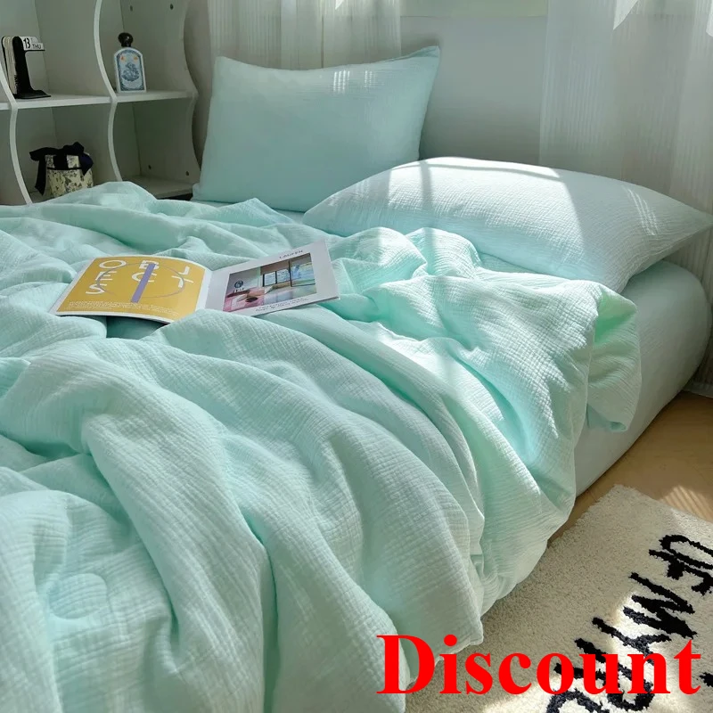 2025 new double-layer yarn Xia Liang quilt four-piece summer single dormitory thin quilt summer air conditioner quilt