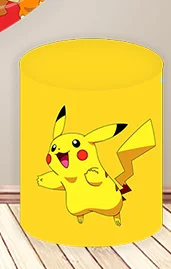Pokemon Round Backdrop Kid Birthday Baby Shower Backdrop Charmander Squirtle Pikachu Cylinder Cover Party Decor Photocall Prop