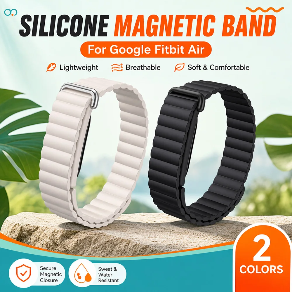 Neues Silikon-Uhrenarmband für Google Fitbit Air mit Metall-Magnetverschluss, leicht, schweißresistent, für verschiedene Anlässe geeignet, für Google Fitbit Air.