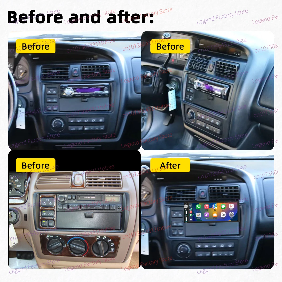 Carplay 1 Din Radio Android Car Multimedia for Toyota Avalon 1994-1999 6.86