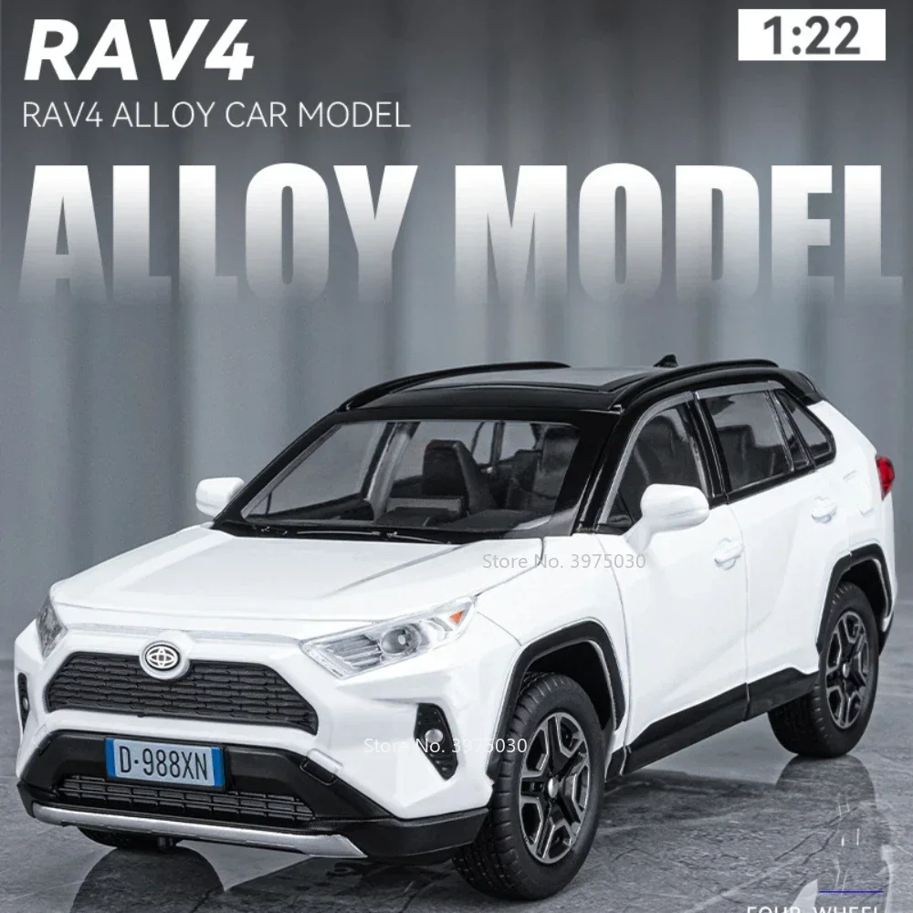 

1:22 литой сплав, модели Toyota RAV4, миниатюрные автомобили, игрушки, 6 дверей, открытый внедорожник, звуковой свет, транспортные средства, коллекционные подарки