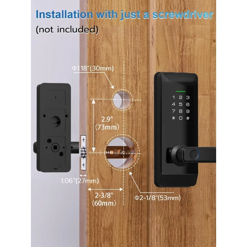 elinkSmart Serratura per porta d'ingresso senza chiave Serratura per impronte digitali con maniglia Serratura per tastiera commerciale per casa, noleggio, ufficio e hotel T