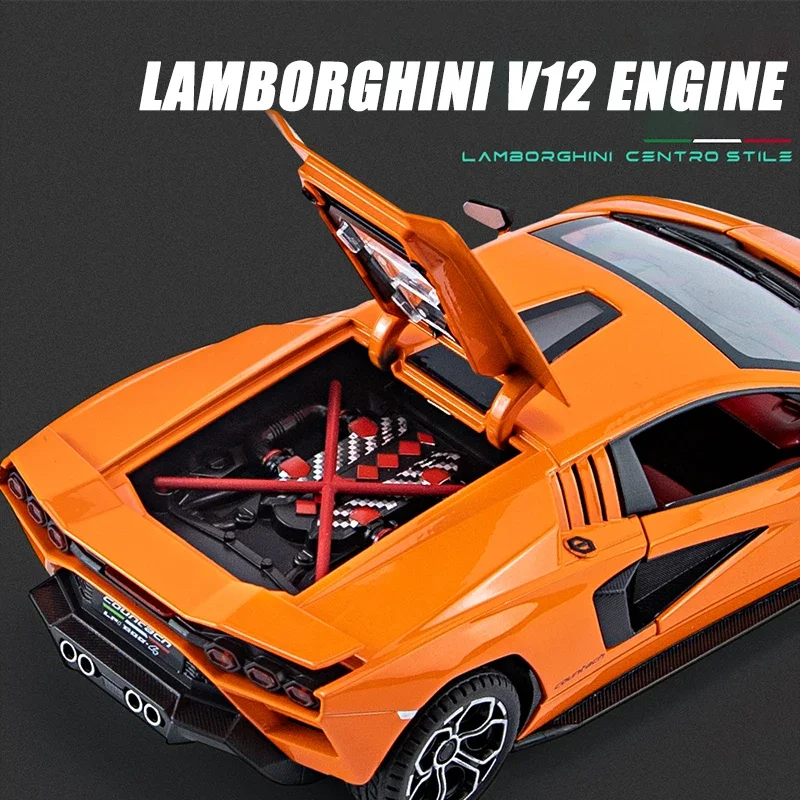 1:24 Lamborghini Countach LPI 800-4 Alloy Sports Car Diecast Model Sound Light Toy Trendy Display Ornaments Gift for Childrens