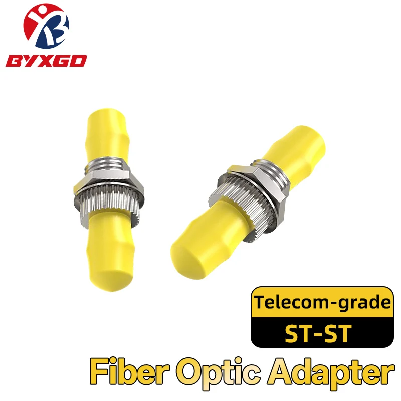 BYXGD Telecom‑Grade ST‑ST Fiber Optic Adapter Female‑Female ST to ST Coupler Panel Mount Single Mode Fiber Flange for ODF FTTH