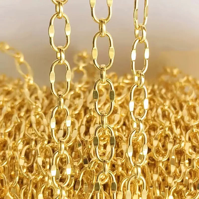 14K Gold Filled 1+1 Heavy Dapped Sequin Chain 3.6mm Width Lip Unfinished Jewelry Findings for Wholesale