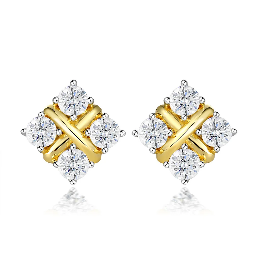 3MM 0.1 Caratx4 Pcs Women Moissanite Stub Earring VVS1 Gra Moissanite Earrings For Women Classic S925 Silver Earrings Gift