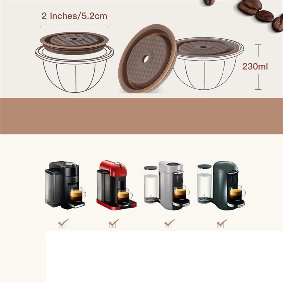 4Pcs Coffee Capsule Lids, Food Grade Silicone Caps for Nespresso Vertuo Pods, Vertuo Pod Lid for Refillable Nespresso