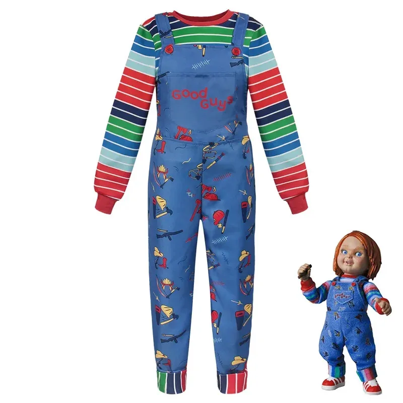 

Movie Chucky Cosplay Costume Kids Horror Killer Child's Play Chucky Bride of Chucky Horror Ghost Doll Halloween Dress Up Part