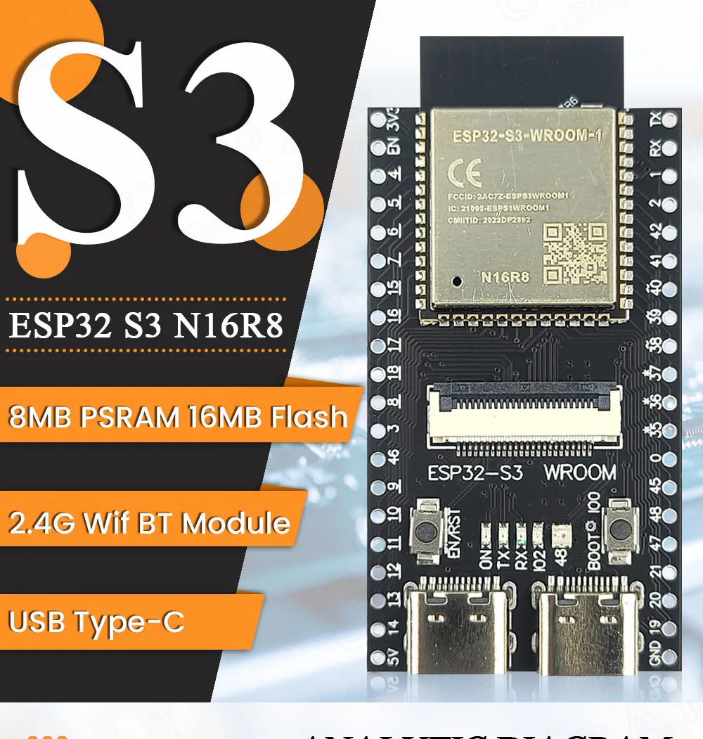 Imagem -02 - Wifi bt Câmera Development Board Esp32-s3 2.4g Ov2640 Ov5640 8mb Psram Flash 16mb Esp32 s3 Wroom N16r8 Cam